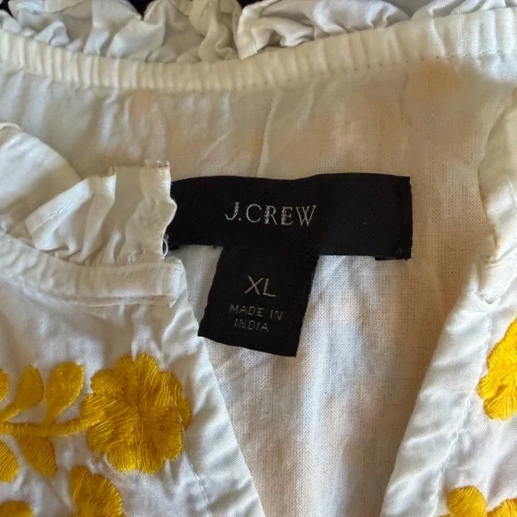 J. Crew White Top with Yellow Floral Embroidery - Picture 4 of 5